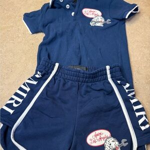 AMIRI Kids Matching Set in Navy Blue and White